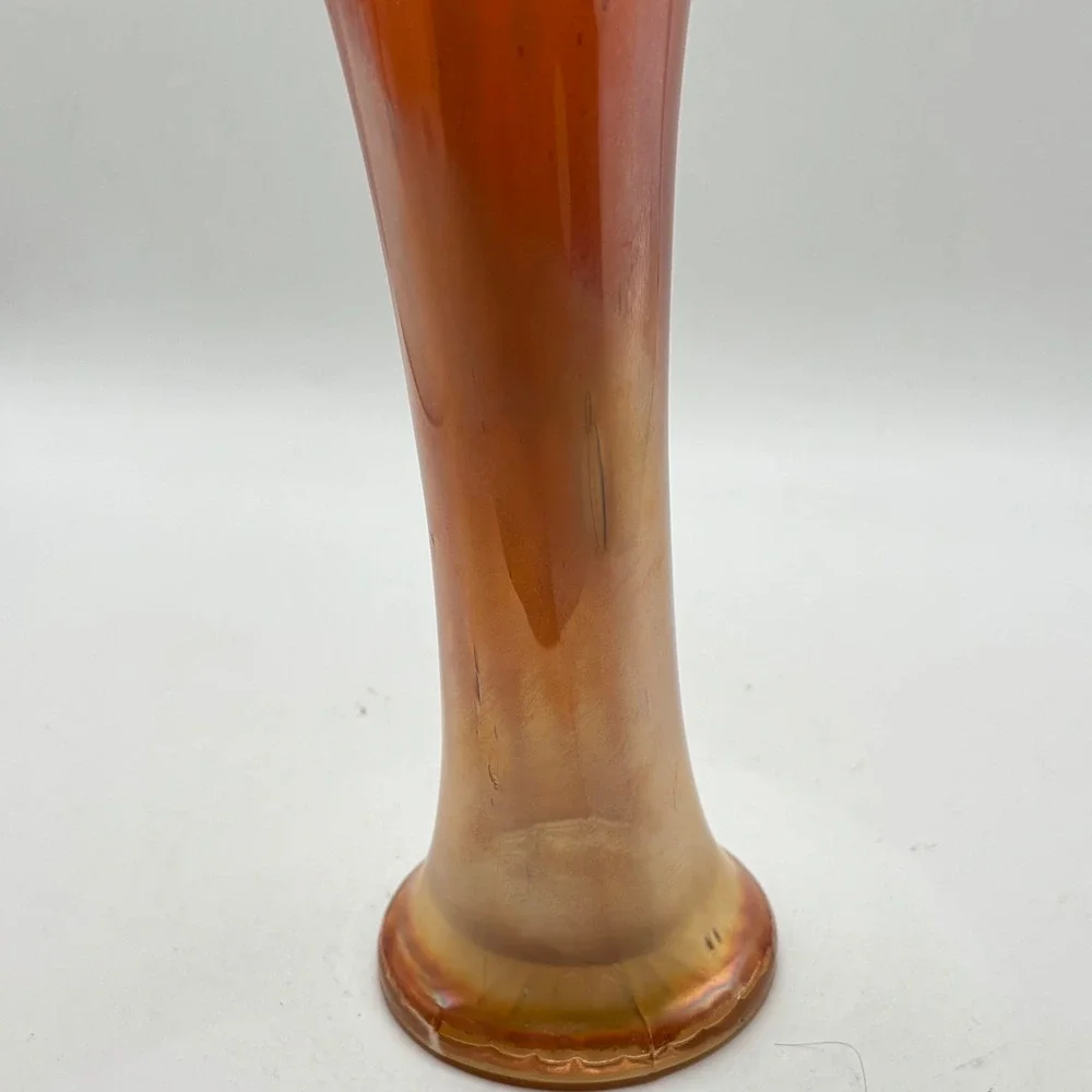 Imperial Glass Marigold Carnival Glass Vase 9 Inch‎ Vintage Fluted Iridescent